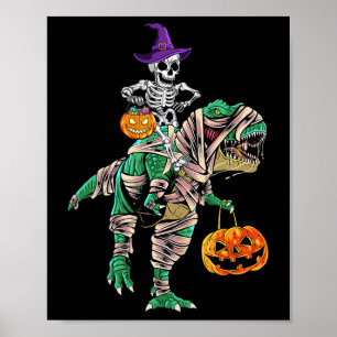 Skeleton Mummy Dinosaur T Rex Halloween für Jungen Poster