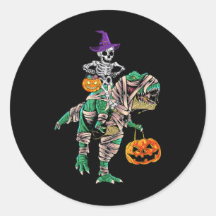 Skeleton Mummy Dinosaur T Rex Halloween für Jungen Runder Aufkleber