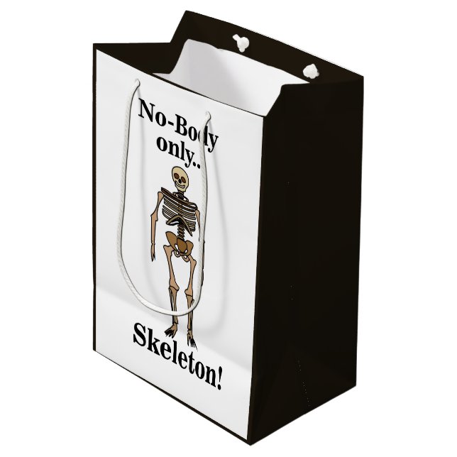 Skeleton No-Body Funny Mittlere Geschenktüte (Vorderseite Schrägansicht)