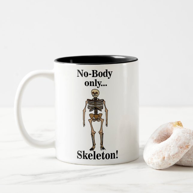 Skeleton No-Body Funny Zweifarbige Tasse (Mit Donut)