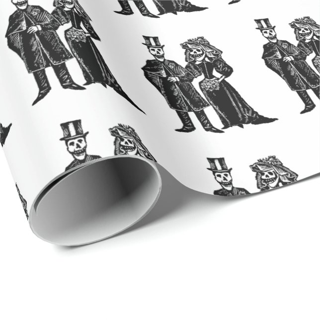 Skeleton-Paar - Geschenkpapier (Anpassen) (Rolleneckpunkt)