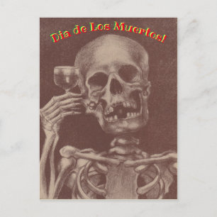 Skeleton Party Dia de Los Muertos Tag der Toten Einladungspostkarte