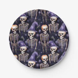 Skeleton Party Hat Halloween Pappteller