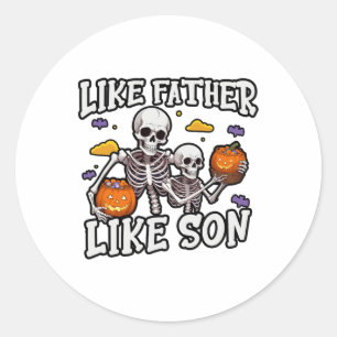 Skeleton Pater Son Matching Halloween-Kostüm Runder Aufkleber
