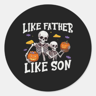 Skeleton Pater Son Matching Halloween-Kostüm Runder Aufkleber