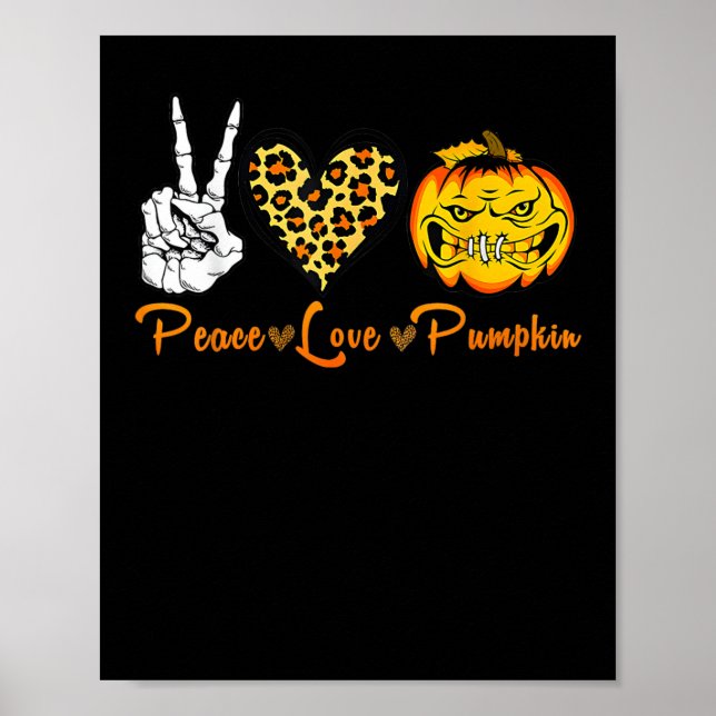 Skeleton Peace Leopard Liebe Beängstigend Pumpkin  Poster (Vorne)