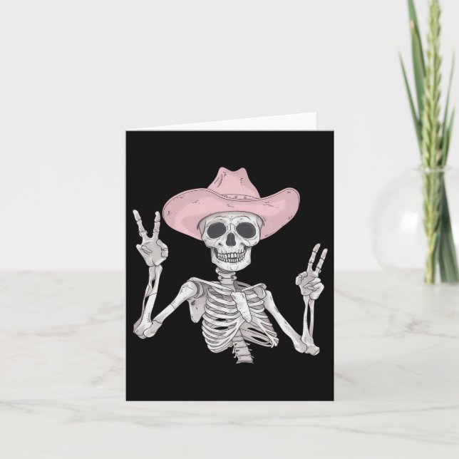 Skeleton Peace Sign Cowboy Hat Western Mexican Hal Karte (Vorderseite)