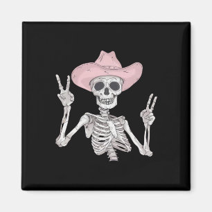 Skeleton Peace Sign Cowboy Hat Western Mexican Hal Magnet
