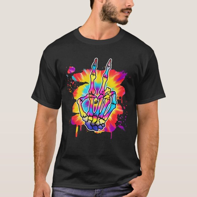 Skeleton Peace Tiedye T-Shirt (Vorderseite)