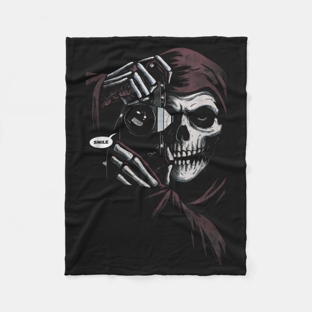 Skeleton Photographer Funny For Men Women  Fleecedecke (Vorderseite)