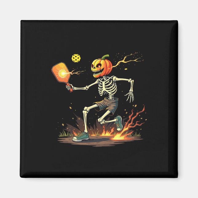 Skeleton Pickleball Halloween Spooky Sports Magnet (Vorne)