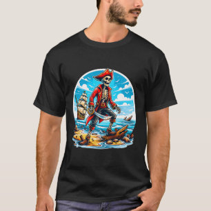 Skeleton-Pirat-Shirt Totenkopf Halloween-Skelettpi T-Shirt