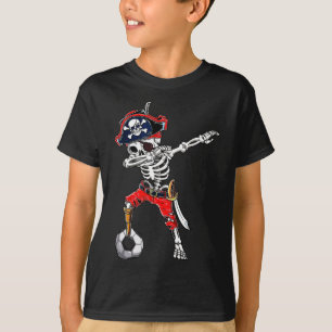 Skeleton Pirate & amp; Fußball-Ball Halloween-Cost T-Shirt