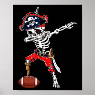 Skeleton Pirate & amp; Fußball-Ball Halloween Poster