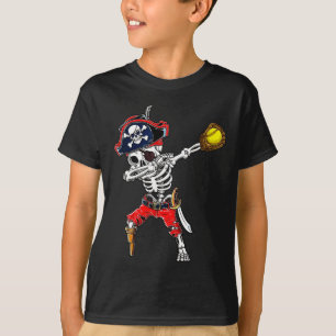 Skeleton Pirate & amp; Softball Ball Halloween T-Shirt