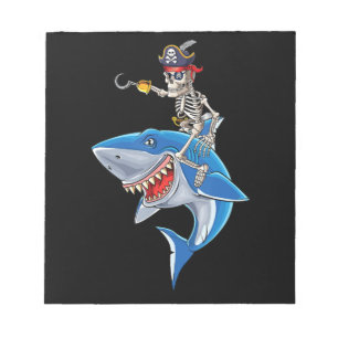 Skeleton Pirate Riding Hai Niedlich Boys Halloween Notizblock