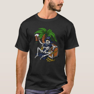 Skeleton Pirate Sailor Drink Beer Funny Party F T-Shirt