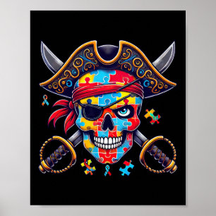 Skeleton Pirate Skull Halloween Mens Damen Kinder Poster