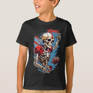 Skeleton Playing American Footbyll Abstrakt Graphi T-Shirt