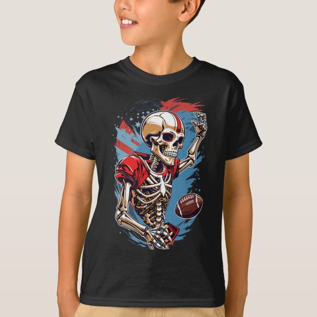 Skeleton Playing American Footbyll Abstrakt Graphi T-Shirt (Vorderseite)