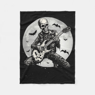 Skeleton Playing Gitarre Punk Rock Musik Halloween Fleecedecke