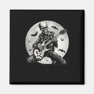 Skeleton Playing Gitarre Punk Rock Musik Halloween Magnet