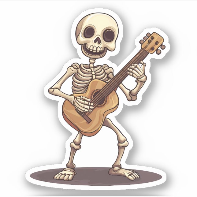 Skeleton Playing Guitar Aufkleber (Vorderseite)