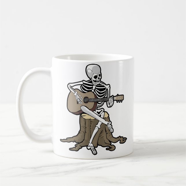 Skeleton Playing Guitar Halloween Acoustic Boys Gr Kaffeetasse (Links)