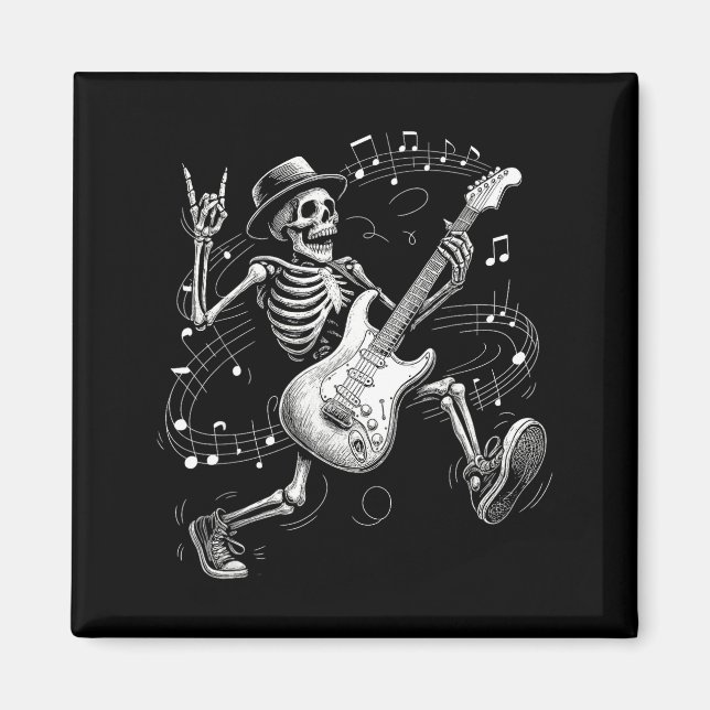 Skeleton Playing Guitar Music For Men Women Rock B Magnet (Vorne)
