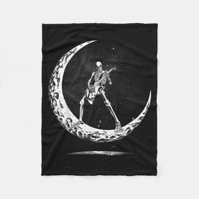 Skeleton Playing Guitar Rock And Roll Band For Men Fleecedecke (Vorderseite)