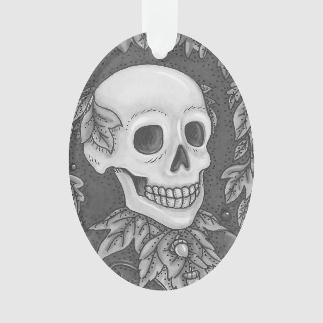 SKELETON PORTRAIT GOTHIC SKULL ORNAMENT Oval (Vorderseite)