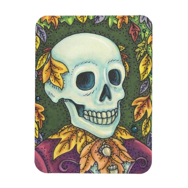 SKELETON PORTRAIT, HALLOWEEN AUTUMN SKULL MAGNET (Vertikal)