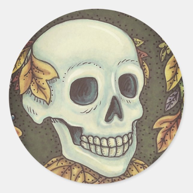 SKELETON PORTRAIT, SKULL HALLOWEEN STICKER (Vorderseite)