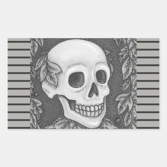 SKELETON PORTRAIT, SKULL HALLOWEEN STICKER (Vorderseite)