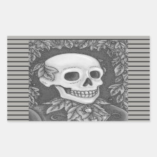 SKELETON PORTRAIT, SKULL HALLOWEEN STICKER