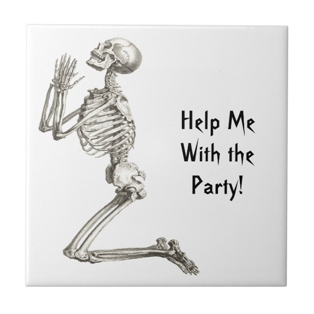 Skeleton Prahling Halloween Tile Fliese (Vorderseite)