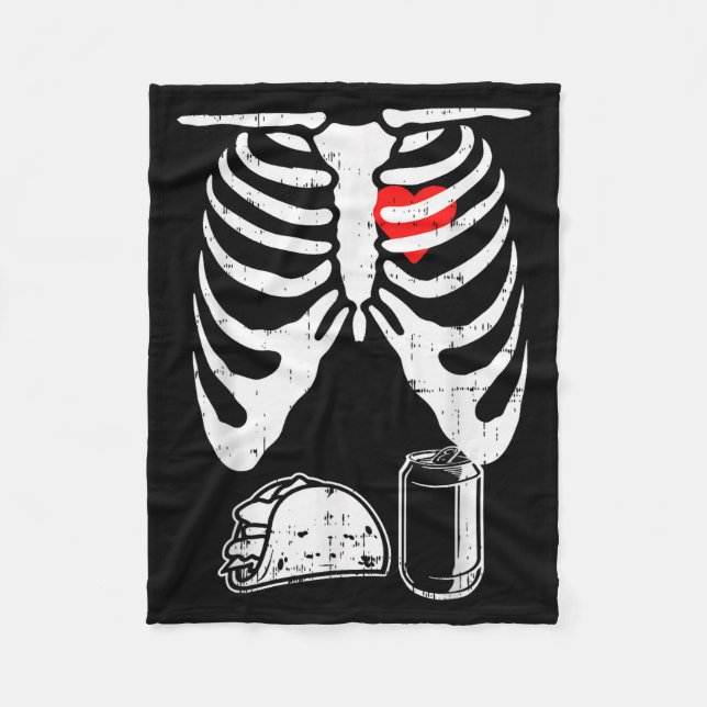 Skeleton Pregnancy Taco Beer Xray Halloween Soon D Fleecedecke (Vorderseite)