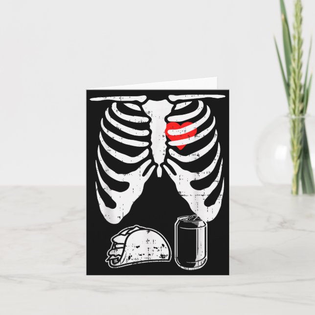 Skeleton Pregnancy Taco Beer Xray Halloween Soon D Karte (Vorderseite)