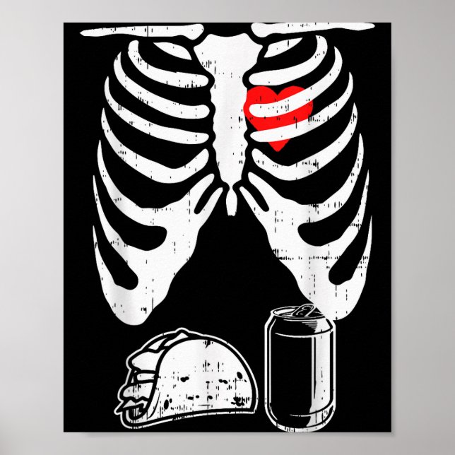 Skeleton Pregnancy Taco Beer Xray Halloween Soon D Poster (Vorne)