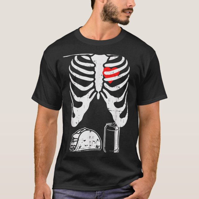 Skeleton Pregnancy Taco Beer Xray Halloween Soon D T-Shirt (Vorderseite)