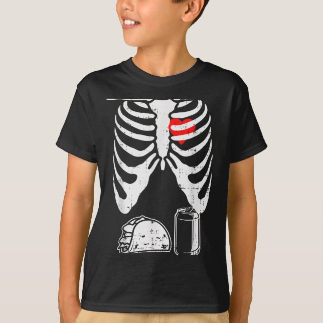 Skeleton Pregnancy Taco Beer Xray Halloween Soon D T-Shirt (Vorderseite)
