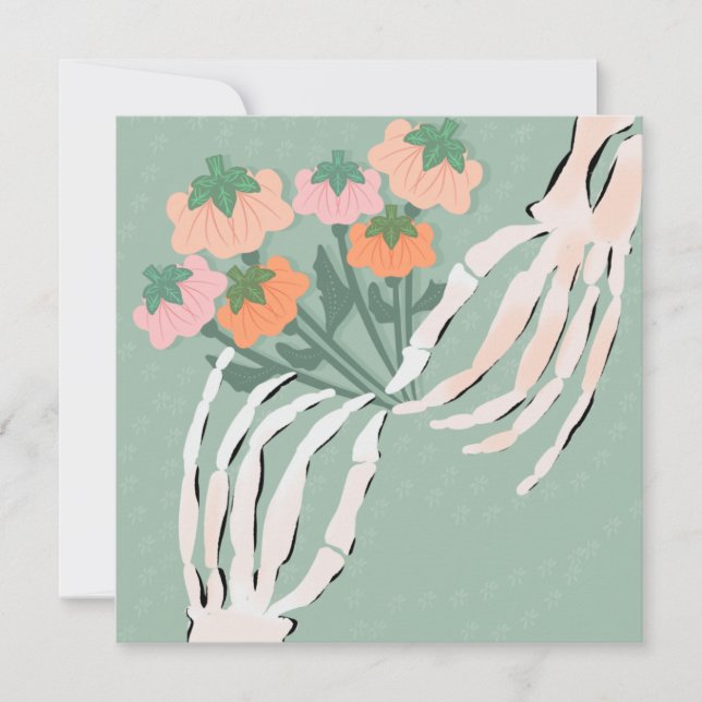 Skeleton Pumpkin Bouquet Halloween Brautparty (Vorderseite)