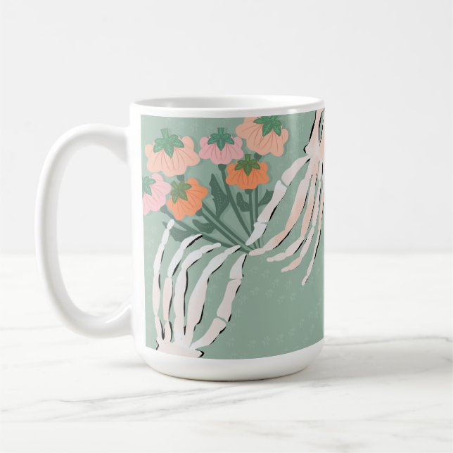 Skeleton Pumpkin Bouquet Halloween Kaffeetasse (Links)