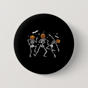 Skeleton Pumpkin Halloween Button