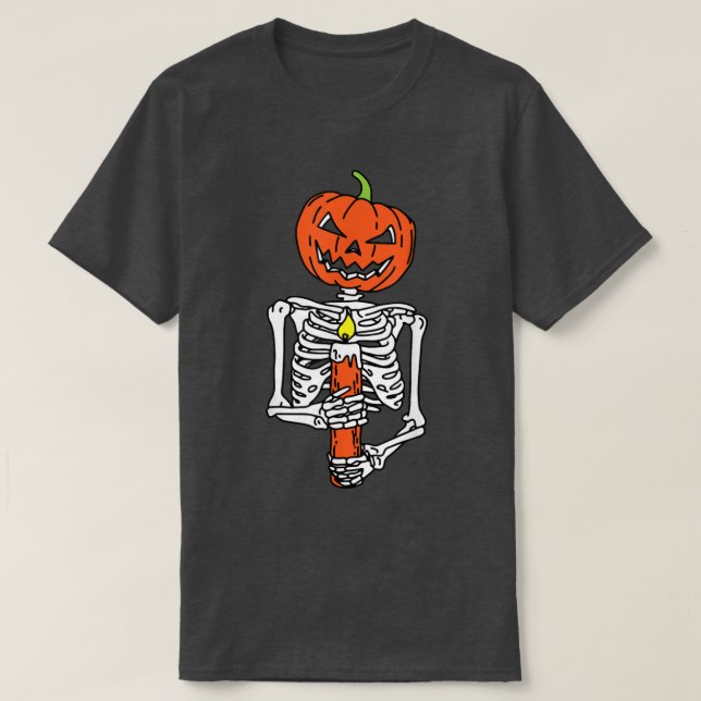 Skeleton Pumpkin Lazy Halloween Kostüm Beängstigen T-Shirt (Design vorne)
