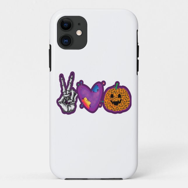 Skeleton Pumpkin Peace Liebe Halloween Case-Mate iPhone Hülle (Rückseite)
