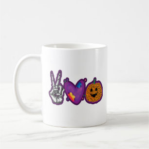 Skeleton Pumpkin Peace Liebe Halloween Kaffeetasse
