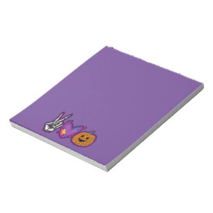Skeleton Pumpkin Peace Liebe Halloween Notizblock