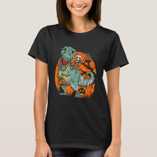 Skeleton Pumpkin Riding Mummy Dinosaurier rex Hall T-Shirt