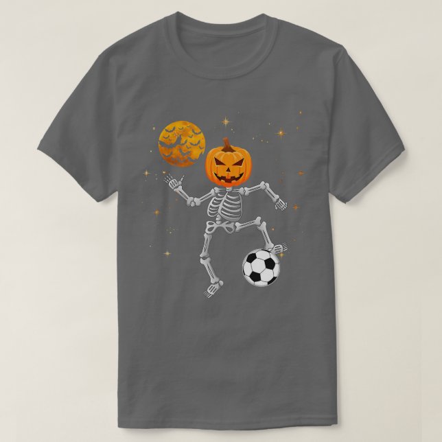 Skeleton Pumpkin Soccer Halloween Boys Girls Kinde T-Shirt (Design vorne)
